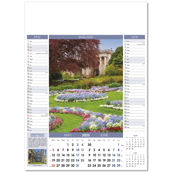 England Wall Calendar