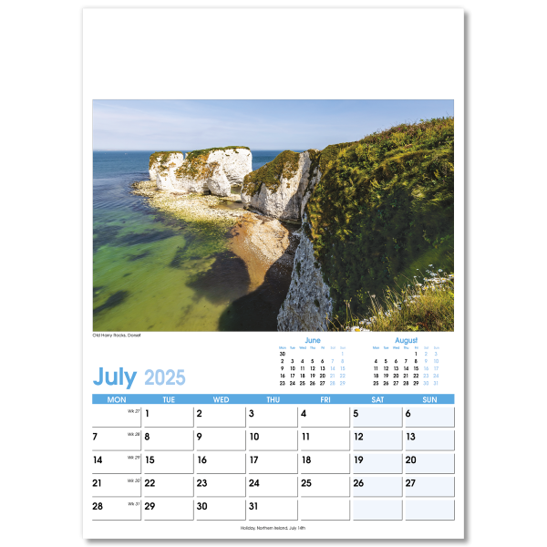 England Optima Wall Calendar - 13 Leaf