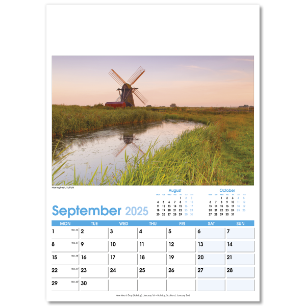 England Optima Wall Calendar - 13 Leaf