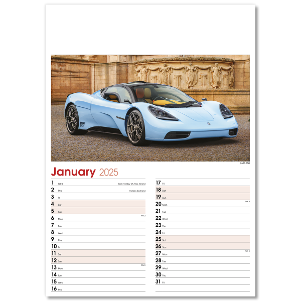 Fast Cars Wall Calendar - 13 Leaf