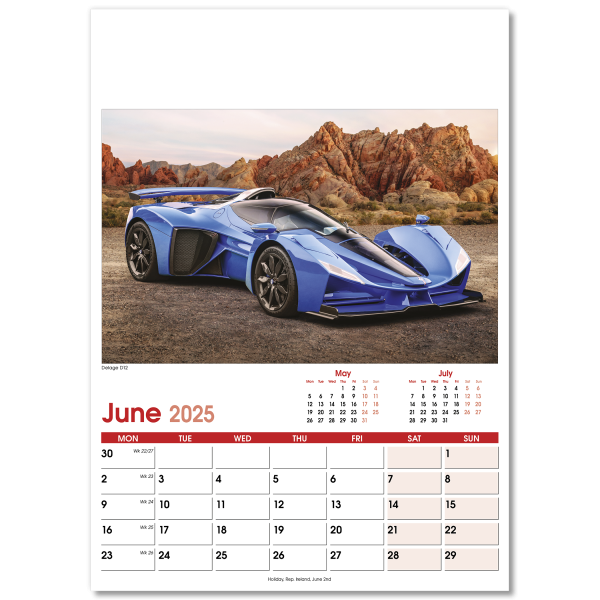 Fast Cars Wall Calendar - 13 Leaf