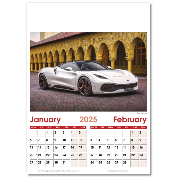 Fast Cars Wall Calendar - 7 Leaf